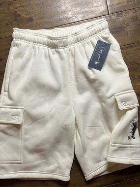 NWT Big Pony US Polo Assn. white/Cream cargo shorts Size M #cargo #summer